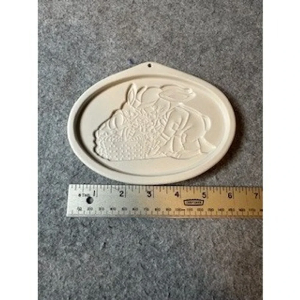 Longaberger 1995 Easter Cookie Mold Grandpa Bunny & Herbie Pottery Boxed